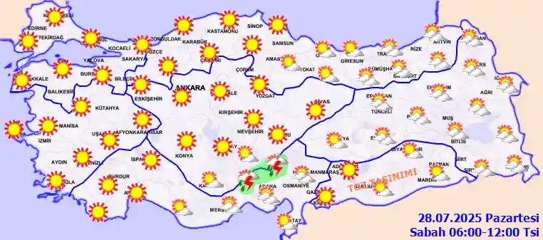 Salı Günü Sabah hava durumu