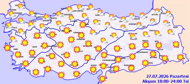 Salı Günü Akşam hava durumu