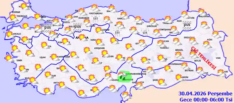 Çarşamba Günü Gece hava durumu