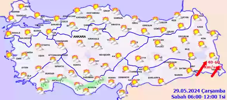 Perşembe Günü Sabah hava durumu