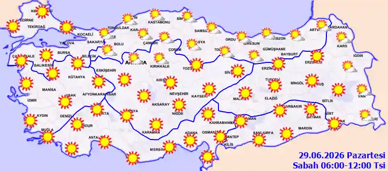 Pazartesi Günü Sabah hava durumu
