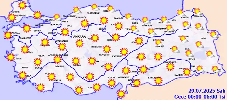 Çarşamba Günü Gece hava durumu