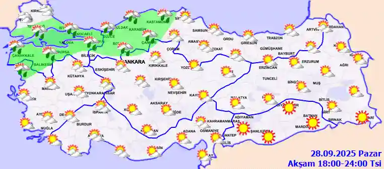 Salı Günü Akşam hava durumu
