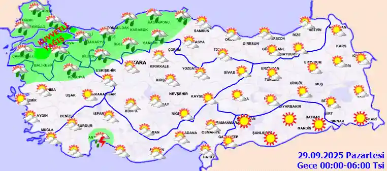 Salı Günü Gece hava durumu