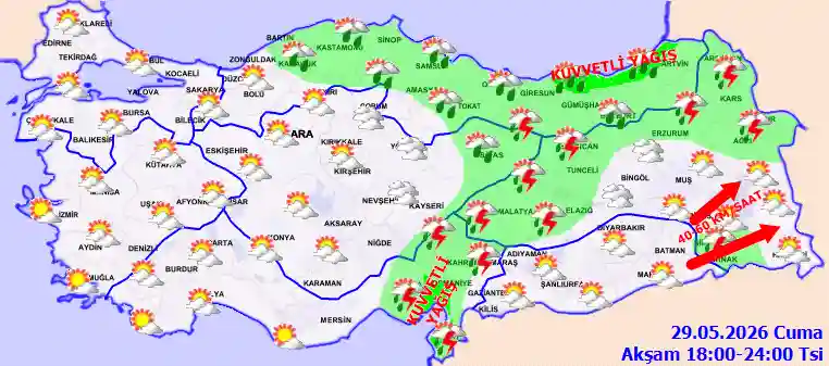 Cumartesi Günü Akşam hava durumu