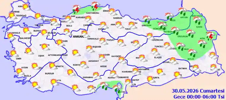 Cumartesi Günü Gece hava durumu