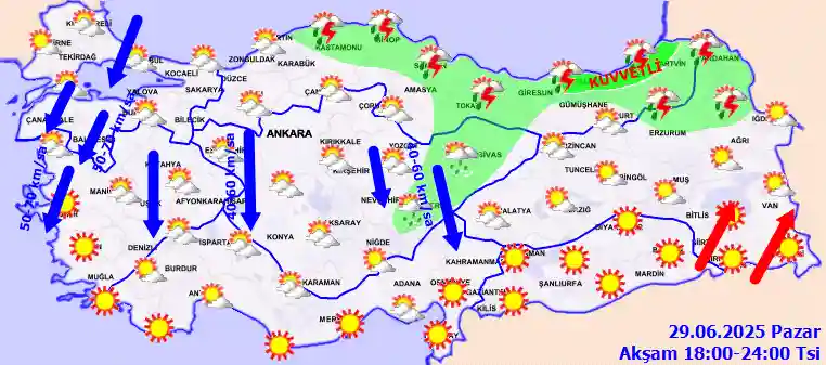 Salı Günü Akşam hava durumu
