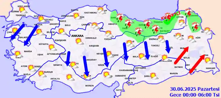 Salı Günü Gece hava durumu