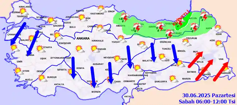 Salı Günü Sabah hava durumu