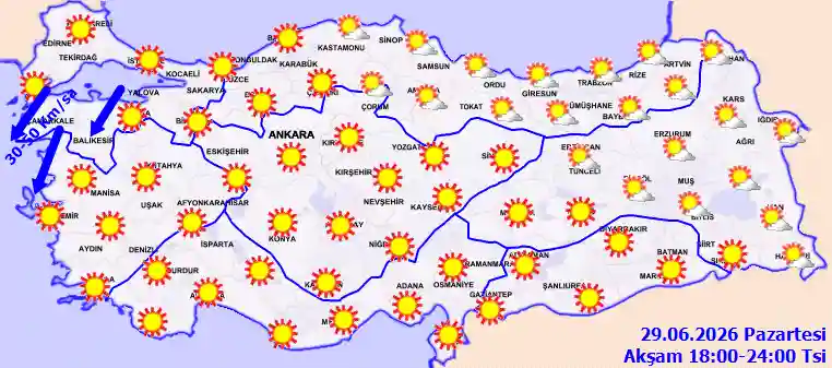 Salı Günü Akşam hava durumu