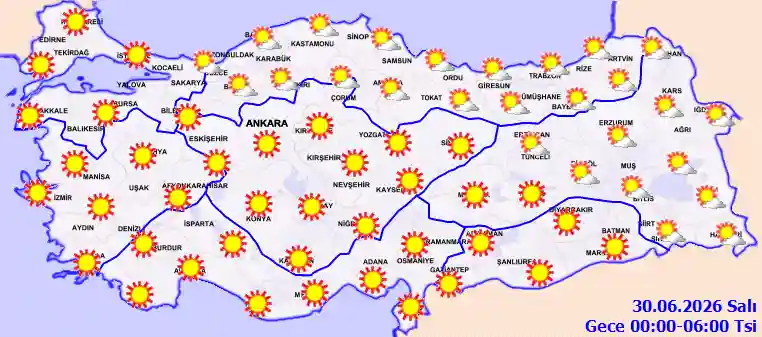 Salı Günü Gece hava durumu