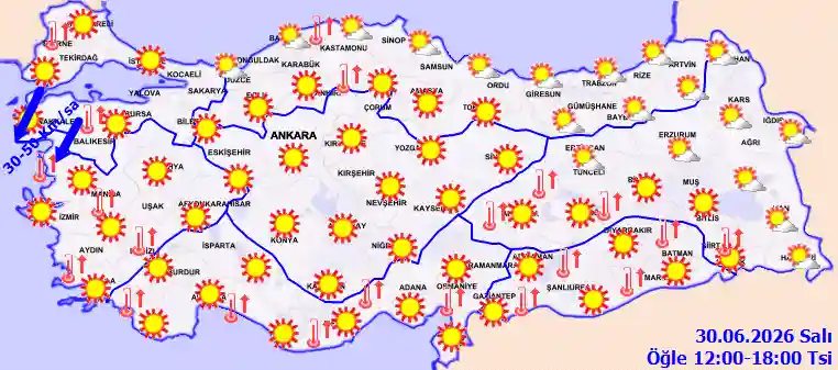 Hava durumu 30 Haziran 2026 Salı günü hava nasıl olacak?
