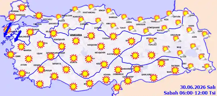 Salı Günü Sabah hava durumu