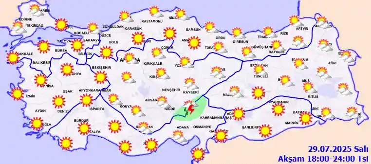 Perşembe Günü Akşam hava durumu