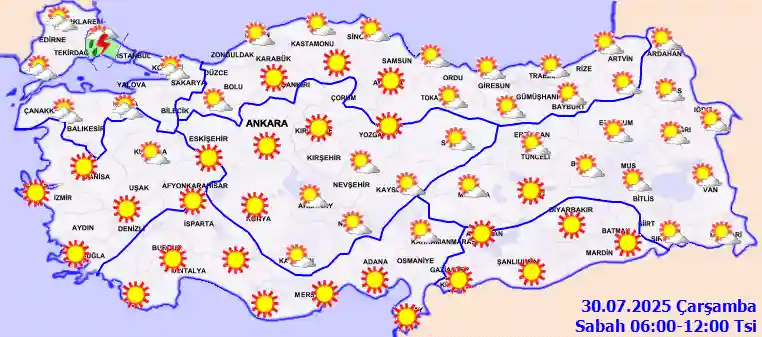 Perşembe Günü Sabah hava durumu