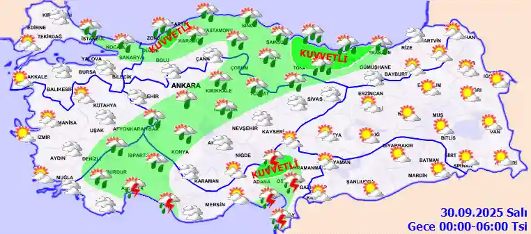 Çarşamba Günü Gece hava durumu
