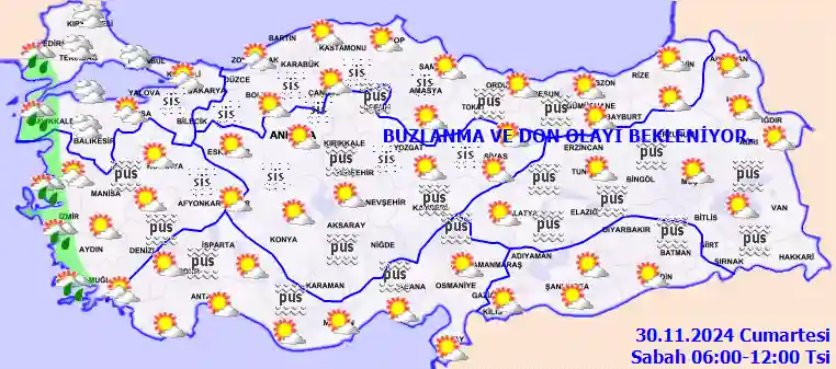 Pazar Günü Sabah hava durumu