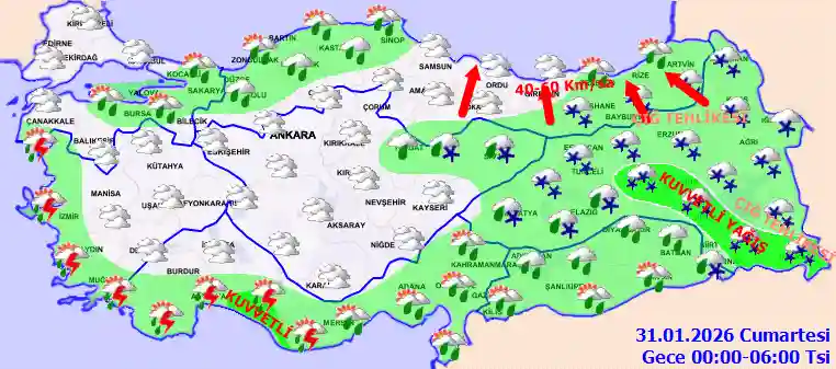 Pazar Günü Gece hava durumu