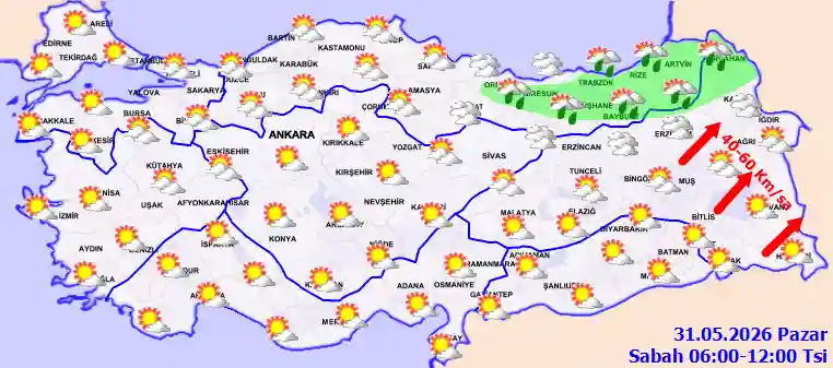 Pazar Günü Sabah hava durumu